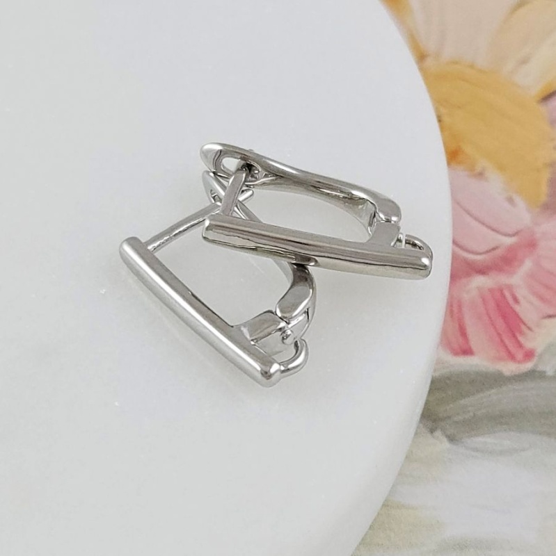 Швензы с английским замком базовые 17х2.3 мм, родиевое покрытие (10141-Р) швензы для серег купить с доставкой по России | Интернет-магазин Viva Beads