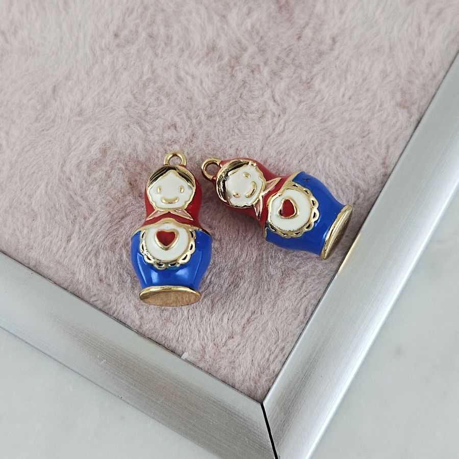 Подвеска Матрешка 20x10 мм с эмалью, позолота 14К (10176-З-ЭМ) купить с доставкой по России | Интернет-магазин Viva Beads