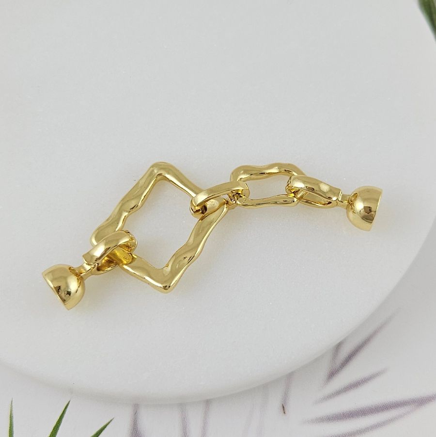 Замок с карабинами 53 мм с фианитами, позолота 18К (9966-З) купить в Воронеже | Заказать в интернет-магазине Viva Beads
