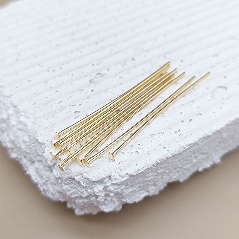 10 шт. Штифты со шляпкой 35х0.7 мм позолота 14К (6551-35 0.7-З) пины и штифты для бижутерии купить с доставкой по России | Интернет-магазин Viva Beads