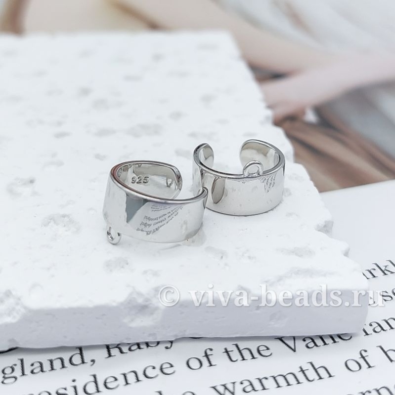 УЦЕНКА Кафф с петелькой 13х6 мм родиевое покр. (7150-Р-УЦ) швензы для серег купить с доставкой по России | Интернет-магазин Viva Beads