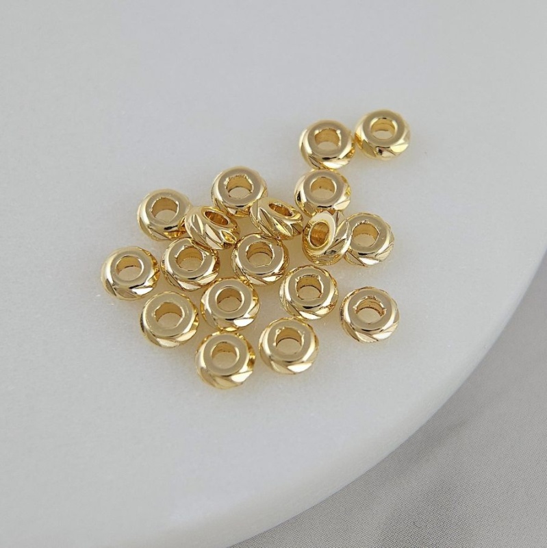 1 шт. Бусина разделитель рондель с насечками 4.8х2 мм позолота 14К (9435-5-З) купить в Воронеже  | Заказать в интернет-магазине Viva Beads
 1 шт. Бусина разделитель рондель с насечками 4.8х2 мм позолота 14К (9435-5-З) купить в Воронеже | Заказать в интернет-магазине Viva Beads