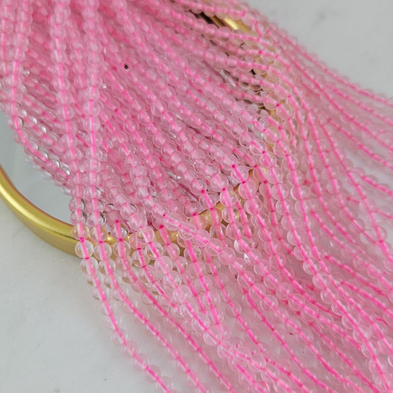 Нить 18.5 см Розовый кварц ок. 4.5 мм, бусины гладкий шар (767-4.5) для бижутерии купить с доставкой по России | Интернет‑магазин Viva Beads
