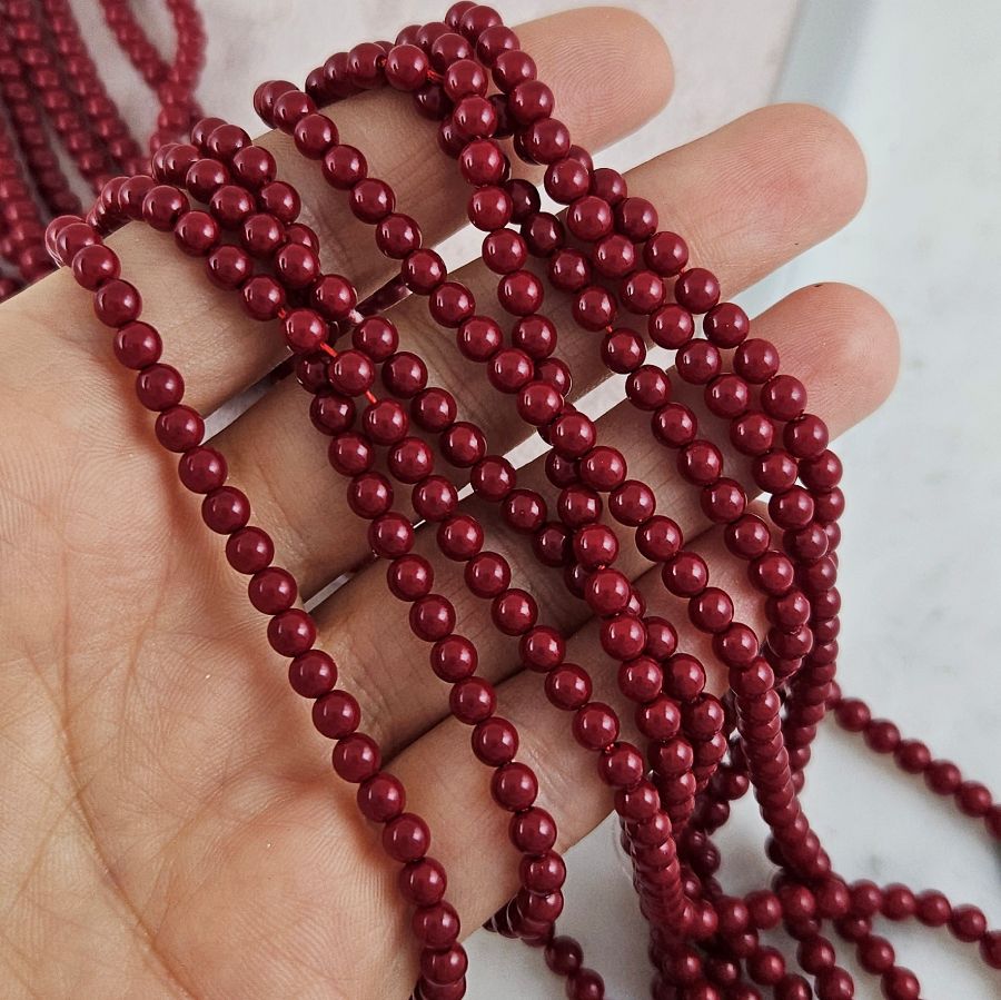 Нить 40 см Жемчуг майорка 4 мм, бусина гладкий шар, красный (2922-4) купить с доставкой по России | Интернет-магазин Viva Beads