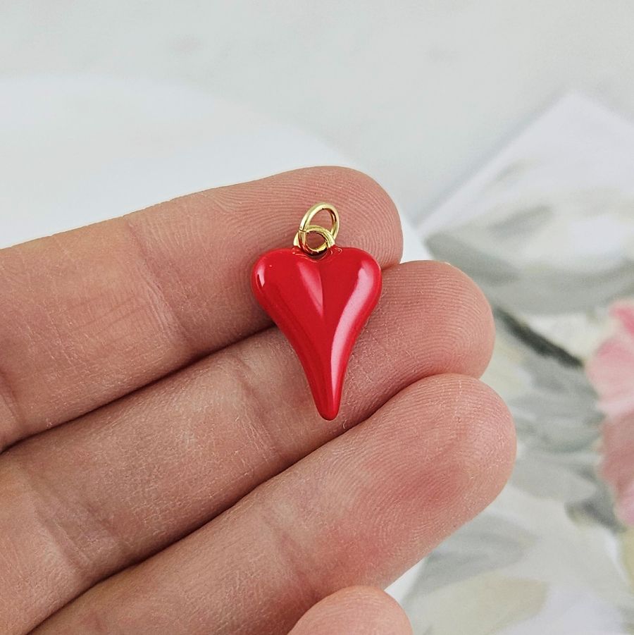 Подвеска Сердце 18.2x12х3.8 мм красная эмаль, позолота 14К (10170-З) купить с доставкой по России | Интернет-магазин Viva Beads