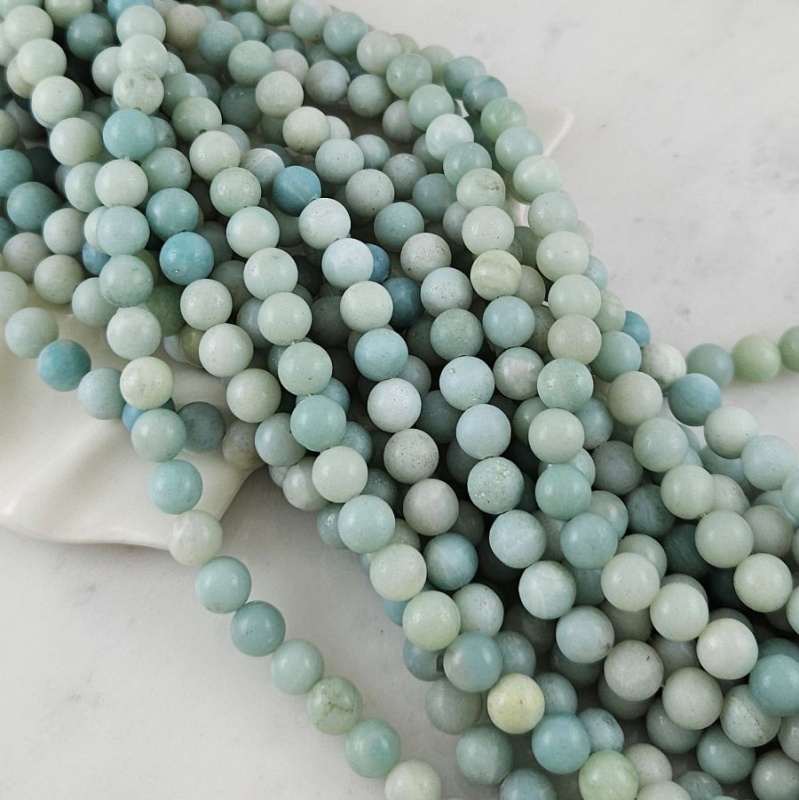 Нить 18.5 см Амазонит натуральный ок. 8 мм бусины гладкий шар (10122-8) для бижутерии купить с доставкой по России | Интернет‑магазин Viva Beads
