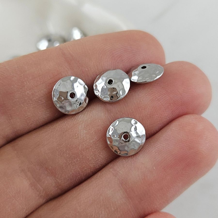 1 шт. Бусина разделитель 8х3 мм текстурированная, родиевое покрытие (10105-Р) купить с доставкой по России | Интернет-магазин Viva Beads