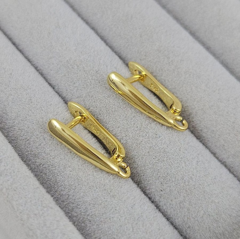 Швензы базовые с английским замком 17х3 мм, позолота 14К (6311-З) швензы для серег купить с доставкой по России | Интернет-магазин Viva Beads