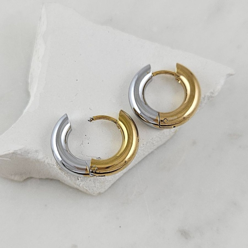 Серьги кольца, бублики, конго 17.5х4 мм нержавеющая сталь Биколор (8889-18-БК) купить с доставкой по России | Интернет-магазин Viva Beads