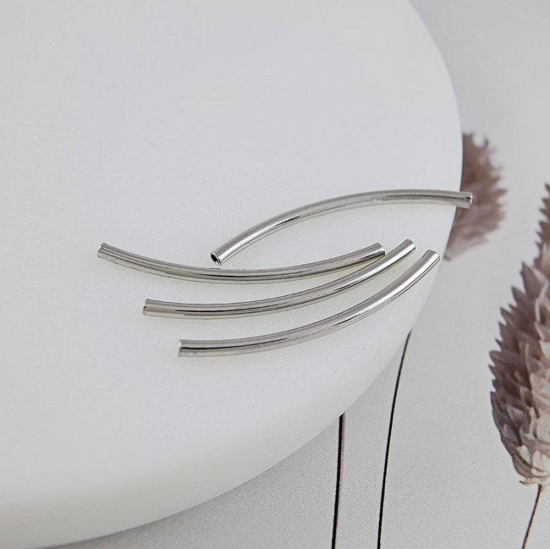 УЦЕНКА Бусина трубочка 30x1.5 мм родиевое покрытие (8450/1.5-30-Р-УЦ)