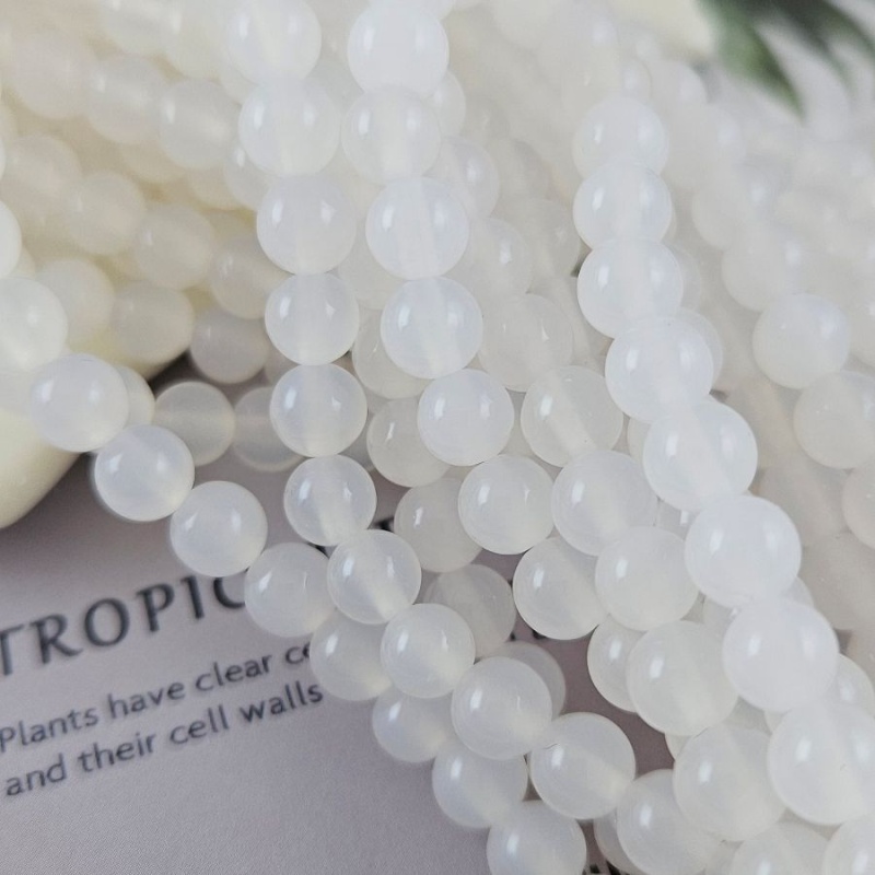 Нить 36 см Агат белый ок. 6 мм бусины гладкий шар (7255-6) для бижутерии купить с доставкой по России | Интернет‑магазин Viva Beads
