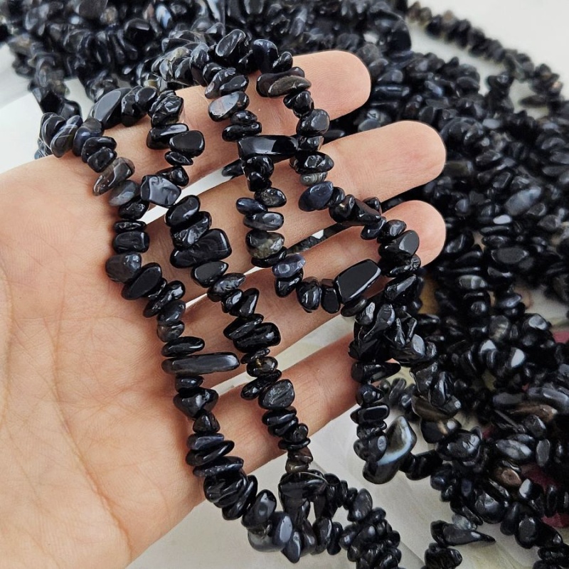 Нить 39 см Агат черный натуральный 5-8 мм бусины каменная крошка (10162) для бижутерии купить с доставкой по России | Интернет‑магазин Viva Beads
