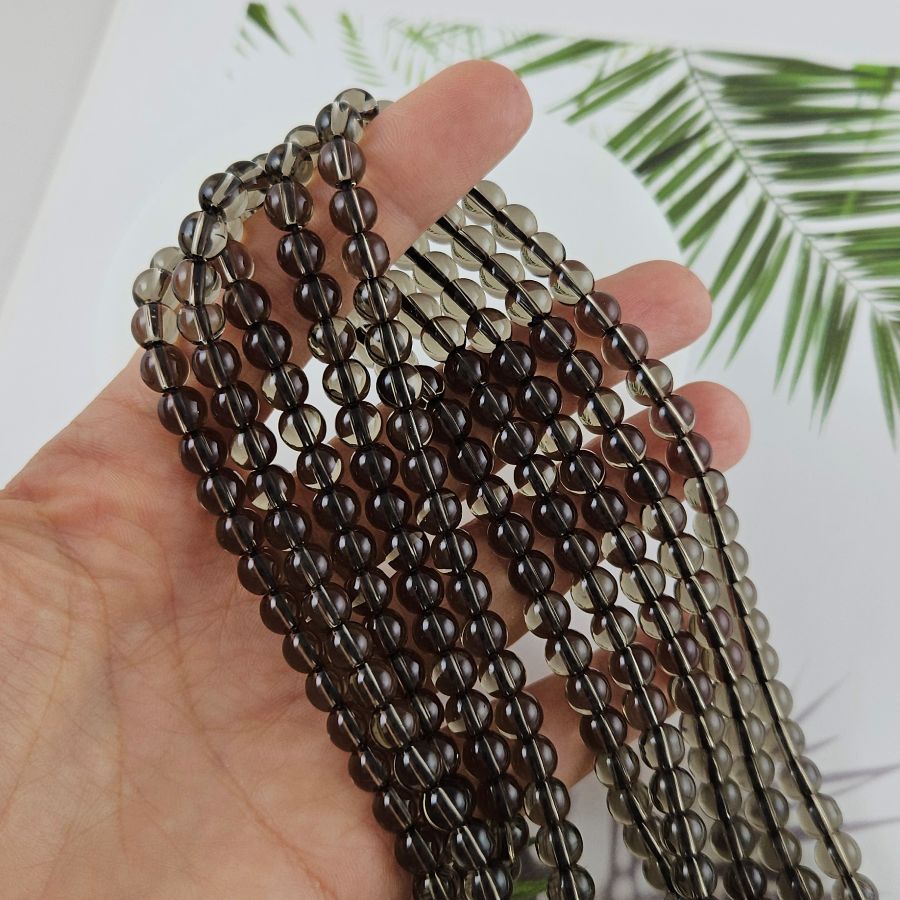 Нить 19 см Кварц дымчатый 6 мм гладкие круглые бусины (4480-6) купить в Воронеже | Заказать в интернет-магазине Viva Beads
