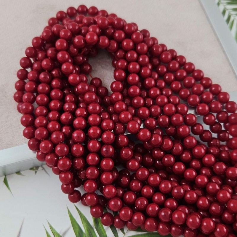 Нить 19 см Жемчуг майорка 8 мм, бусина гладкий шар, красный (2922-8) купить с доставкой по России | Интернет-магазин Viva Beads