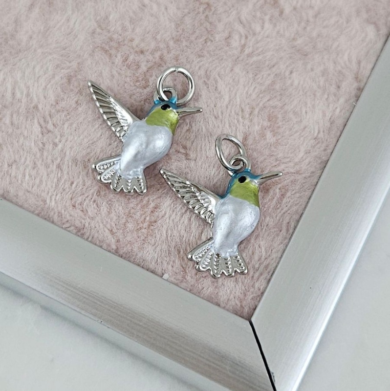 УЦЕНКА Подвеска Птица 16х14.5 мм с эмалью, родиевое покрытие (10179-Р-УЦ)