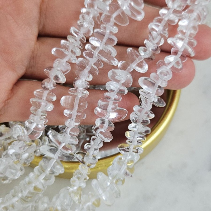 Нить 40 см Горный хрусталь натуральный 5-9 мм, бусины каменная крошка (8915) для бижутерии купить с доставкой по России | Интернет‑магазин Viva Beads
