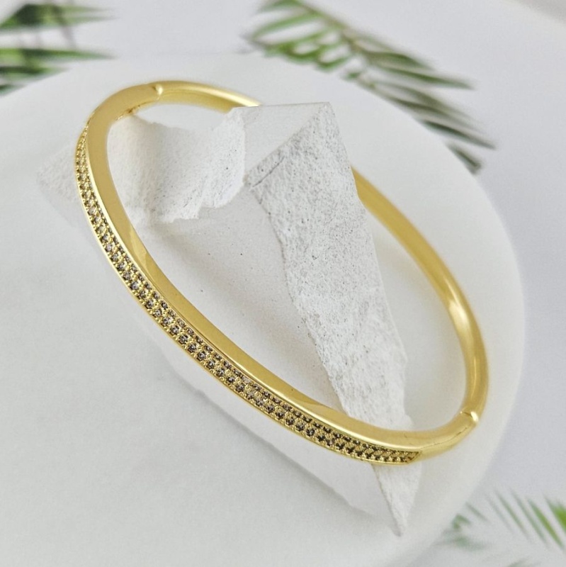 Браслет жесткий 63х55х3.8 мм, позолота 14К (10032-З) купить с доставкой по России | Интернет-магазин Viva Beads