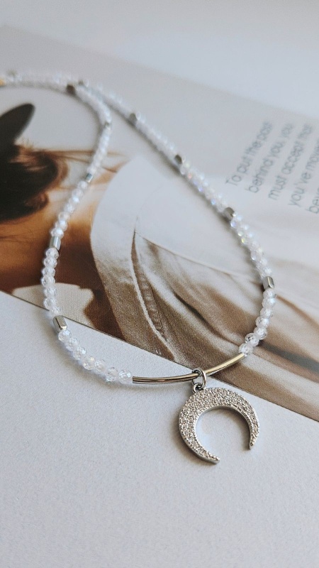 Luna Blanca — набор для создания элегантного чокера из фианитов с подвеской Лунницей (НАБОР-59)