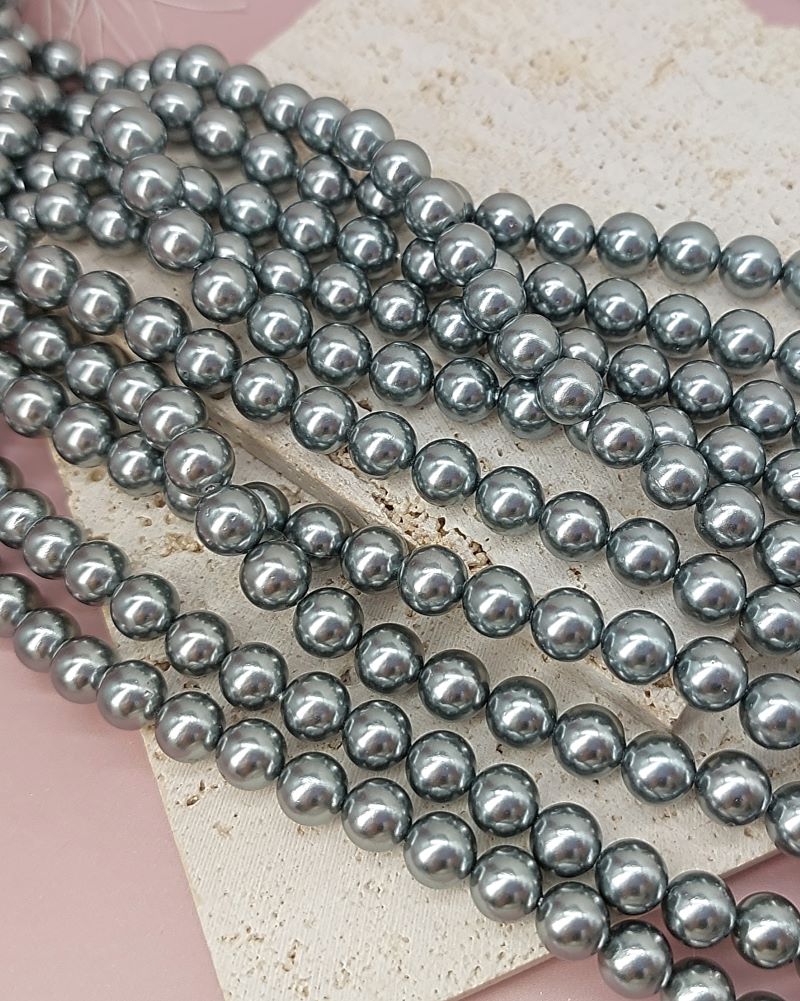 Нить 20 см Жемчуг Майорка 7.5 мм темно-серый (8107-8) купить в Воронеже | Заказать в интернет-магазине Viva Beads
