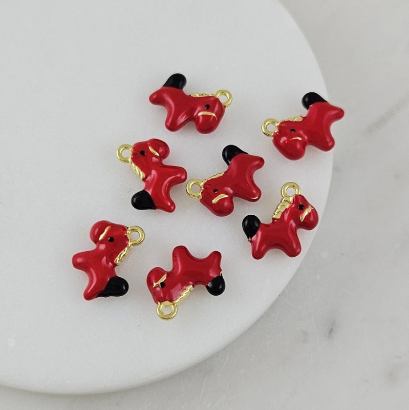 УЦЕНКА Подвеска Лошадь 14.5x14.7 мм, эмаль, позолота 14К (9981-З-УЦ)