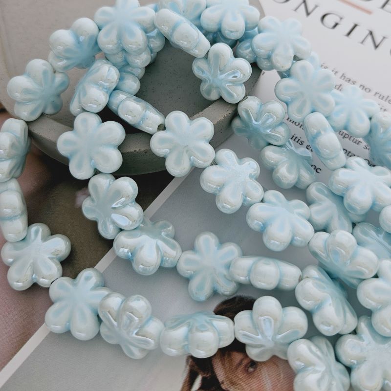 УЦЕНКА 1 шт. Бусина Цветок 18 мм голубой, керамика (6478-18-ГОЛ-УЦ)