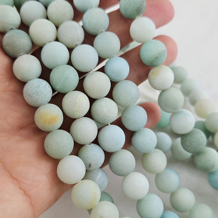 Нить 17.5 см Амазонит натуральный ок. 10 мм МАТОВЫЙ, бусины гладкий шар (10122-10/МАТ) для бижутерии купить с доставкой по России | Интернет‑магазин Viva Beads
