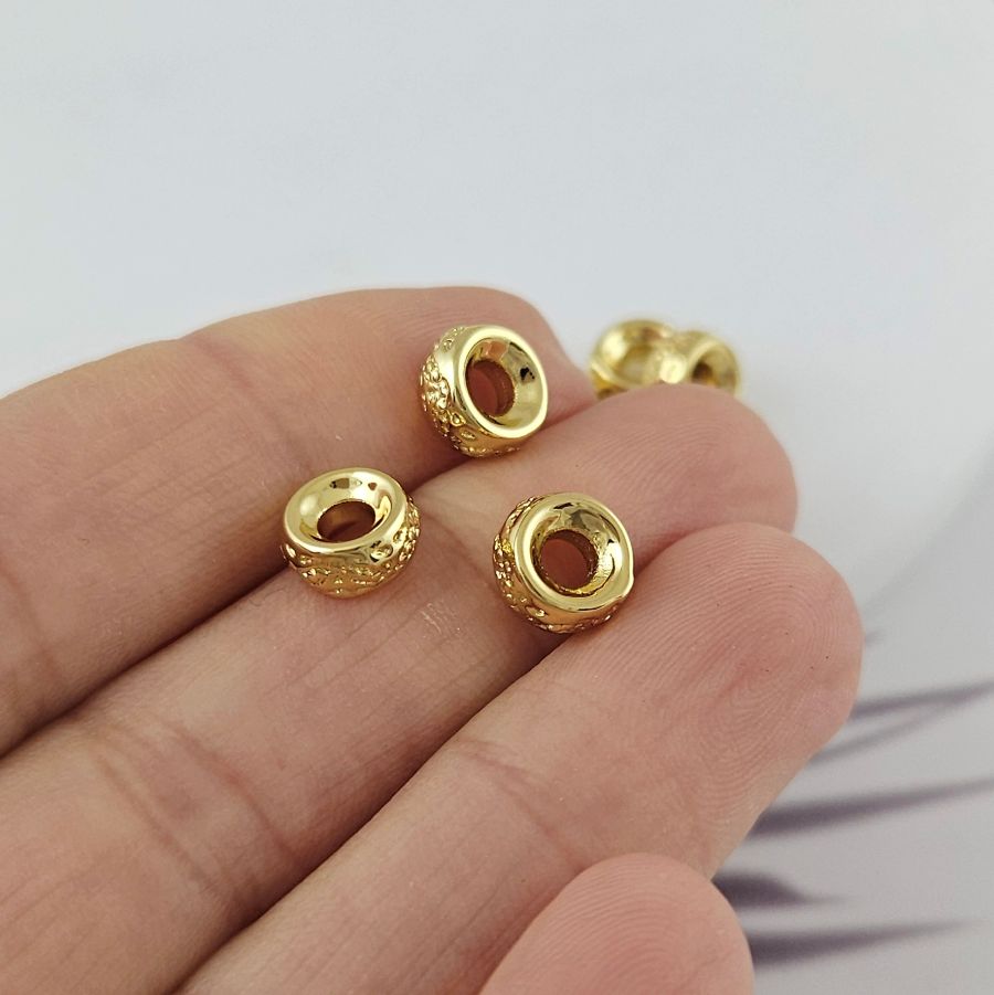 1 шт. Бусина разделитель 7.4х3.7 мм рондель, позолота 18К (9963-З) купить в Воронеже | Заказать в интернет-магазине Viva Beads
