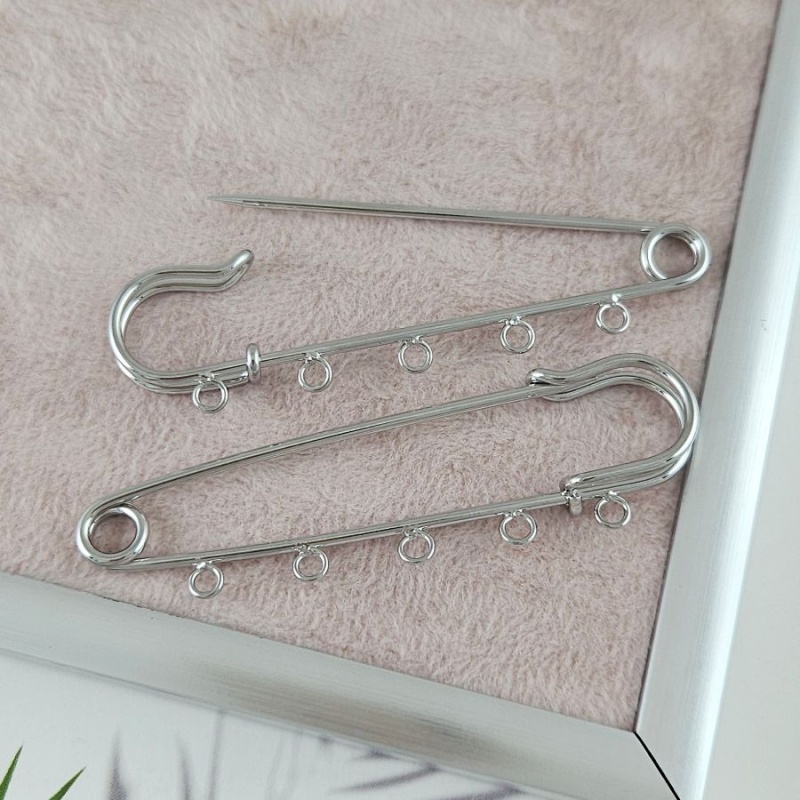 Булавка основа для броши 70 мм, 5 петель, родиевое покрытие (9600-Р/70) купить с доставкой по России | Интернет-магазин Viva Beads