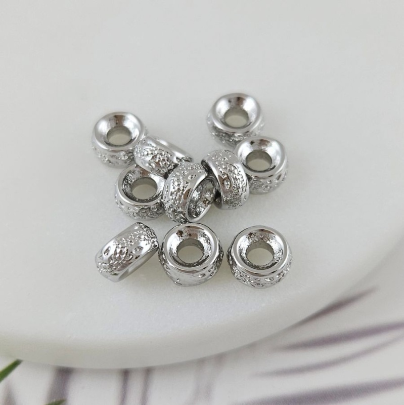 1 шт. Бусина разделитель 7.4х3.7 мм рондель, родиевое покрытие (9963-Р) купить в Воронеже | Заказать в интернет-магазине Viva Beads
