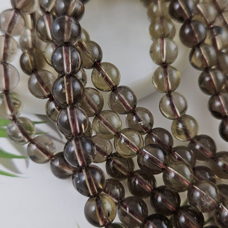 Нить 19 см Кварц дымчатый 7.8-8 мм гладкие круглые бусины (4480-8) купить в Воронеже | Заказать в интернет-магазине Viva Beads
