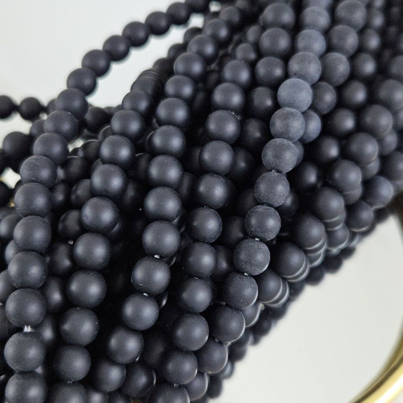 Нить 37 см Агат черный матовый ок. 6.3 мм, бусины гладкий шар (4040-6) для бижутерии купить с доставкой по России | Интернет‑магазин Viva Beads
