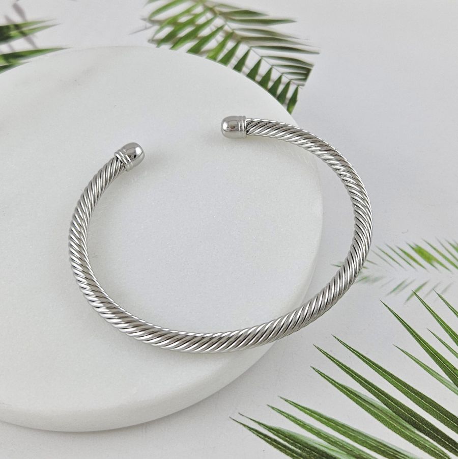 Браслет жесткий 67х57х4 мм родиевое покрытие (10031-Р) купить с доставкой по России | Интернет-магазин Viva Beads