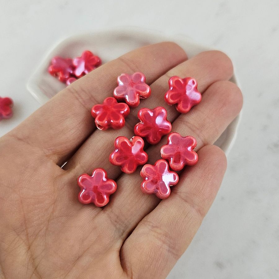 1 шт. Бусина Цветок 11х12 мм красный, керамика (6478-11-КРАС) купить с доставкой по России | Интернет-магазин Viva Beads