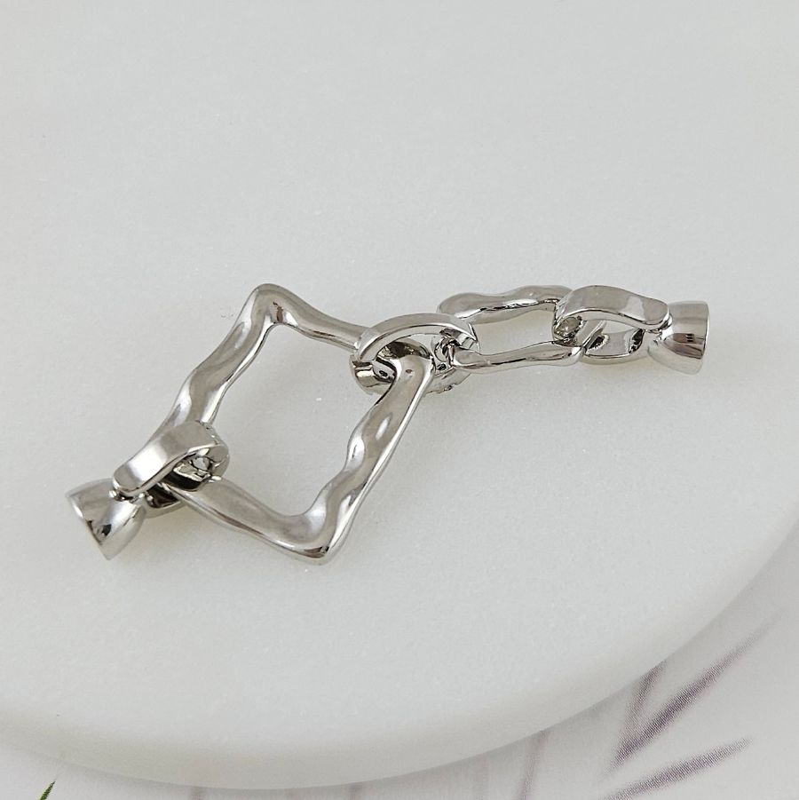 Замок с карабинами 53 мм с фианитами, родиевое покрытие (9966-Р) купить в Воронеже | Заказать в интернет-магазине Viva Beads
