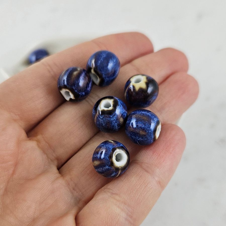 1 шт. Бусина керамическая 10-11 мм темно-синий (10128-ТСИН) купить с доставкой по России | Интернет-магазин Viva Beads