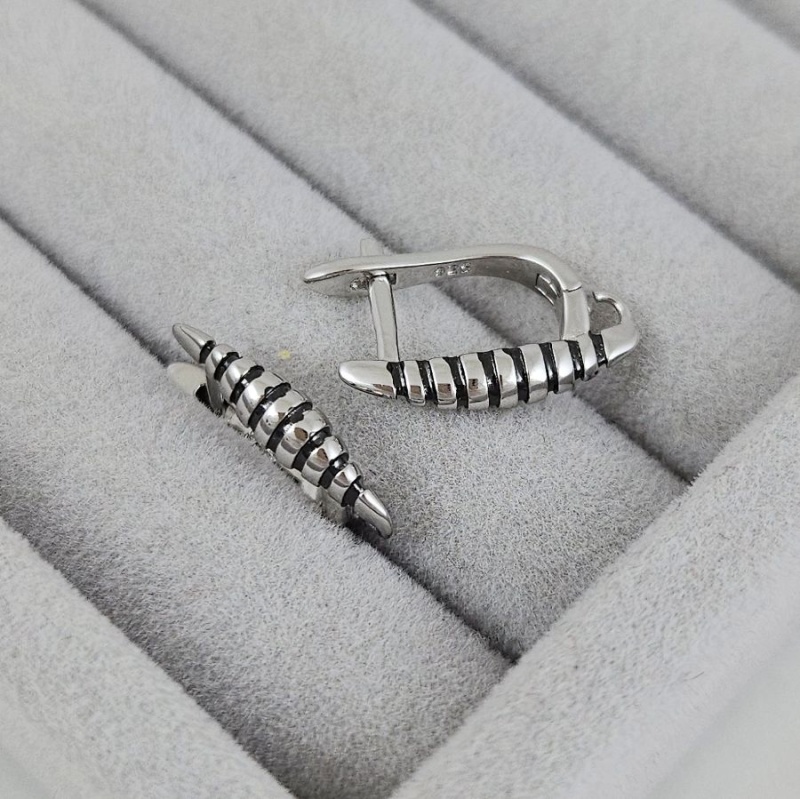 Швензы с английским замком 18х3.7 мм с эмалью, родиевое покрытие (10203-Р) швензы для серег купить с доставкой по России | Интернет-магазин Viva Beads