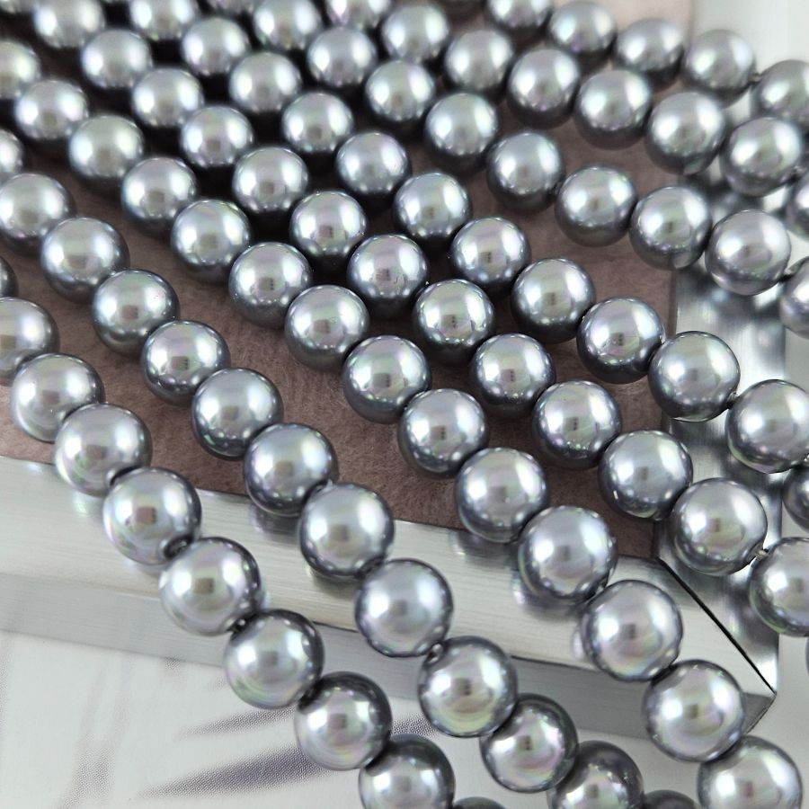 Нить 19 см Жемчуг Майорка 6 мм круглые бусины, серый (6330-6) купить с доставкой по России | Интернет-магазин Viva Beads
