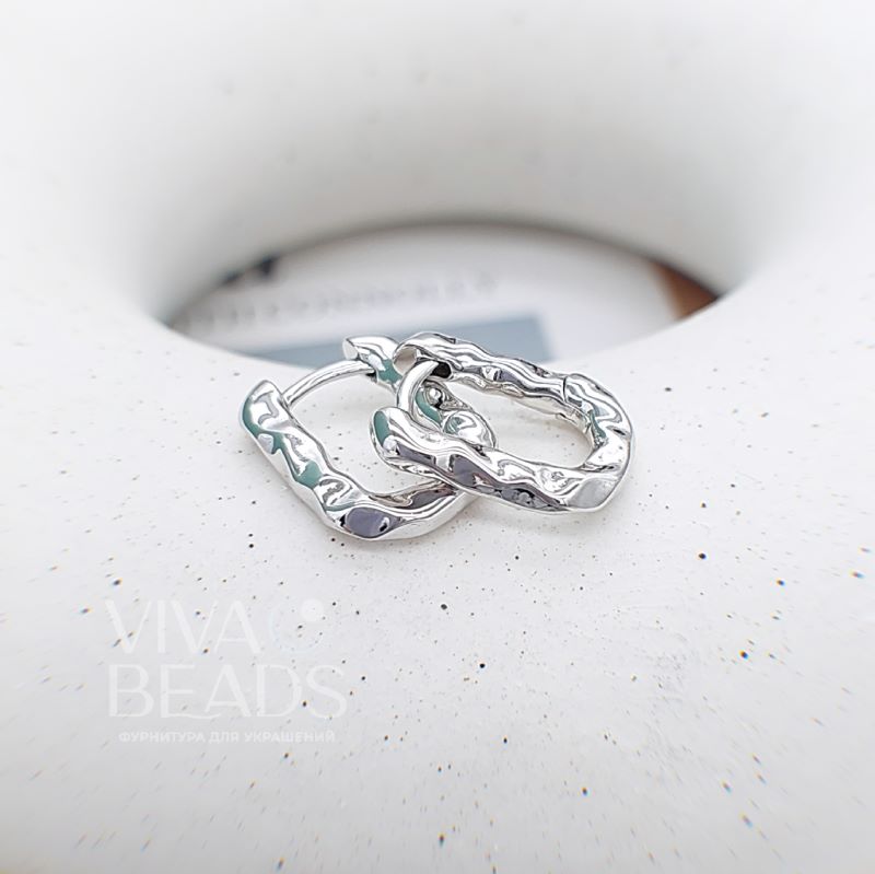 УЦЕНКА Швензы кольца /бублики, конго/ мятые 16х12х3 мм родиевое покрытие (7656-Р-УЦ)