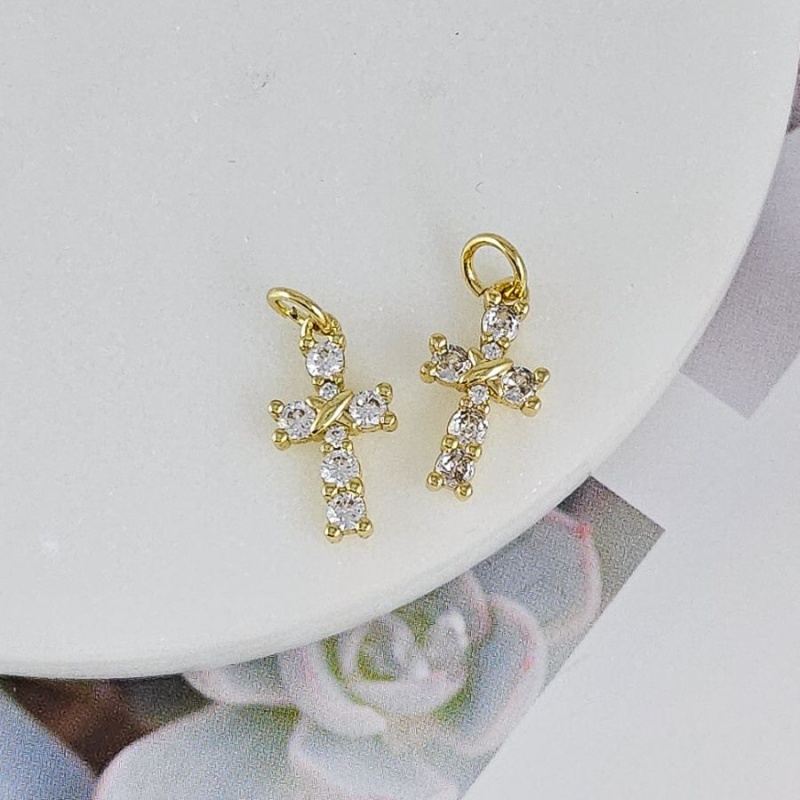 Подвеска Крест с фианитами 15.8x8.8 мм позолота 14К (9174-З) купить с доставкой по России | Интернет-магазин Viva Beads