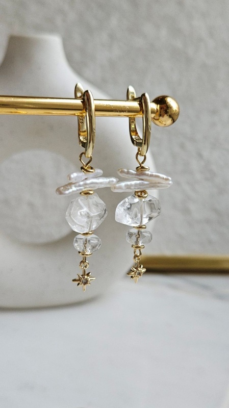 Nova — набор материалов для создания серёжек из хрусталя и жемчуга барокко (НАБОР-65)