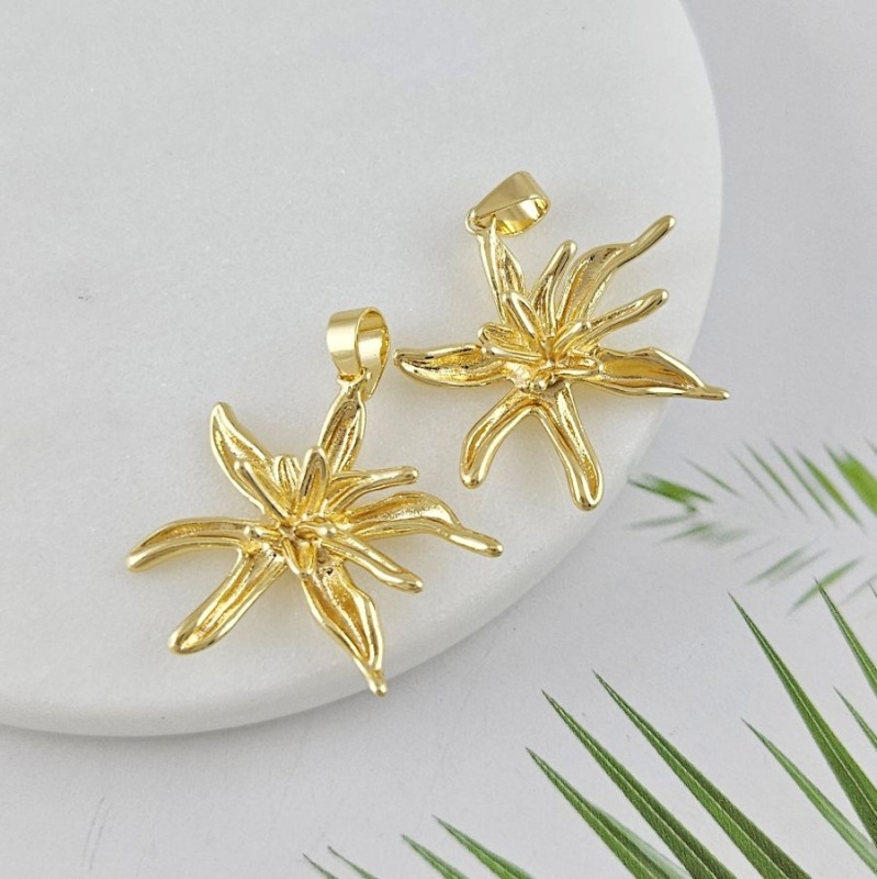 Подвеска Цветок 27.6х27.3 мм, позолота 14К (10022-З) купить с доставкой по России | Интернет-магазин Viva Beads