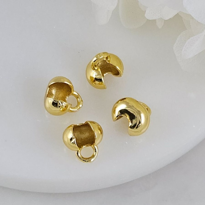 УЦЕНКА 1 шт. Концевик зажимной 8.7х5.2 мм для шарика 4 - 4.5 мм, позолота 14К (10112-З-УЦ)