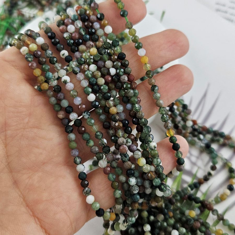 Нить 38 см Агат индийский 3.3 мм граненые бусины (5595-3) для бижутерии купить с доставкой по России | Интернет‑магазин Viva Beads
