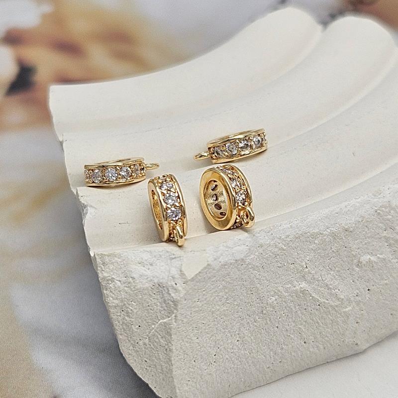 УЦЕНКА Бейл 9.4х7.1х2.7 мм вн. d 4.5 мм с фианитами позолота 14к (6885-З-УЦ)