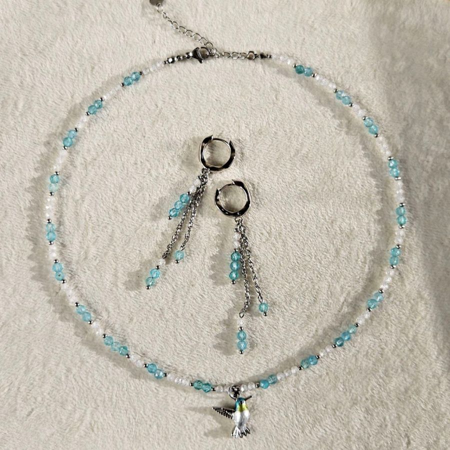 Лазурная мечта — набор для создания комплекта украшений из апатита и фианитов (НАБОР-76) купить с доставкой по России | Интернет-магазин Viva Beads