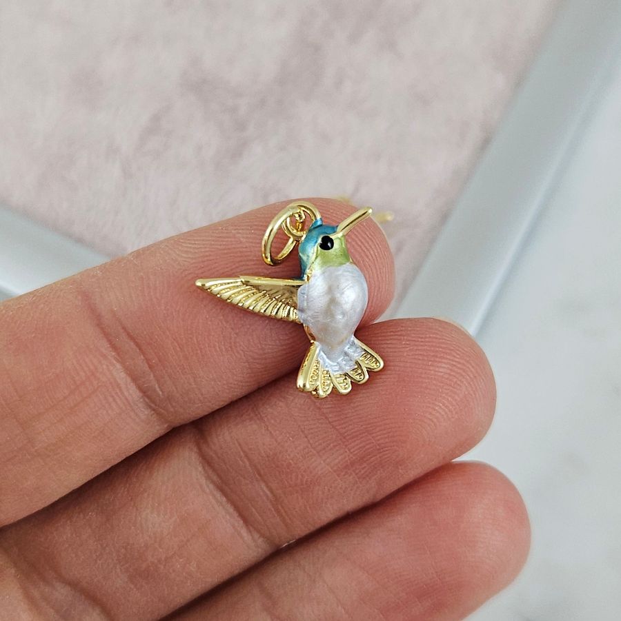 Подвеска Птица 16х14.5 мм с эмалью, позолота 14К (10179-З) купить с доставкой по России | Интернет-магазин Viva Beads