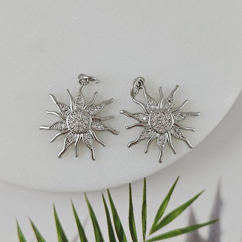 УЦЕНКА Подвеска Солнце с фианитами 21.8х20 мм родиевое покрытие (4713-20-Р-УЦ)