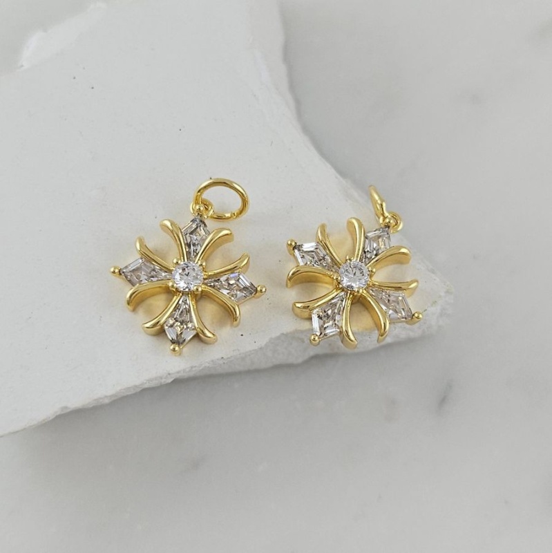 Подвеска Крест с фианитами 15.3x14.2 мм, позолота 14К (10117-З) купить с доставкой по России | Интернет-магазин Viva Beads