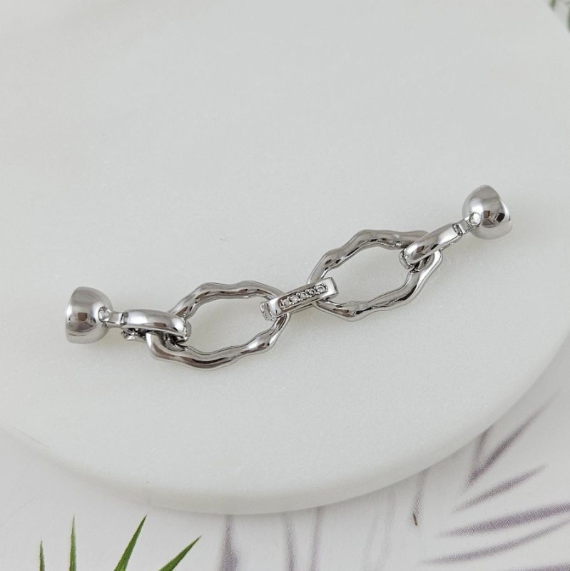 Замок с карабинами 57 мм с фианитами, родиевое покрытие (9965-Р) купить в Воронеже | Заказать в интернет-магазине Viva Beads
