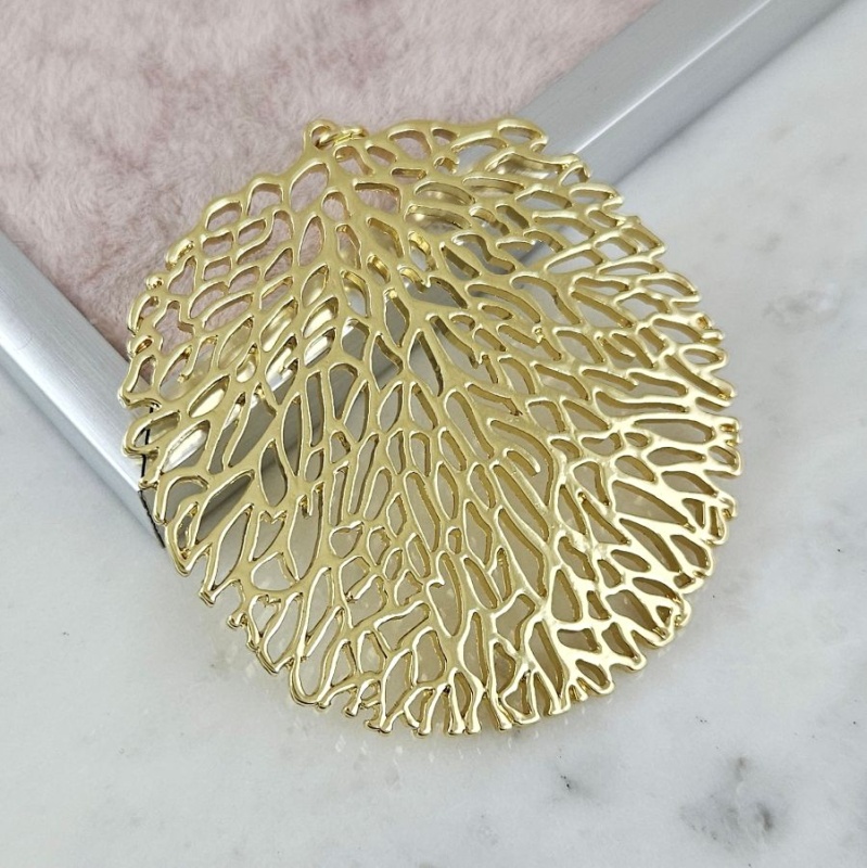 Подвеска кулон крупный Лист 65x62 мм позолота 14К (10184-З) купить с доставкой по России | Интернет-магазин Viva Beads